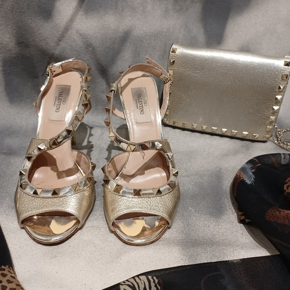Gold Valentino Sandal Heels